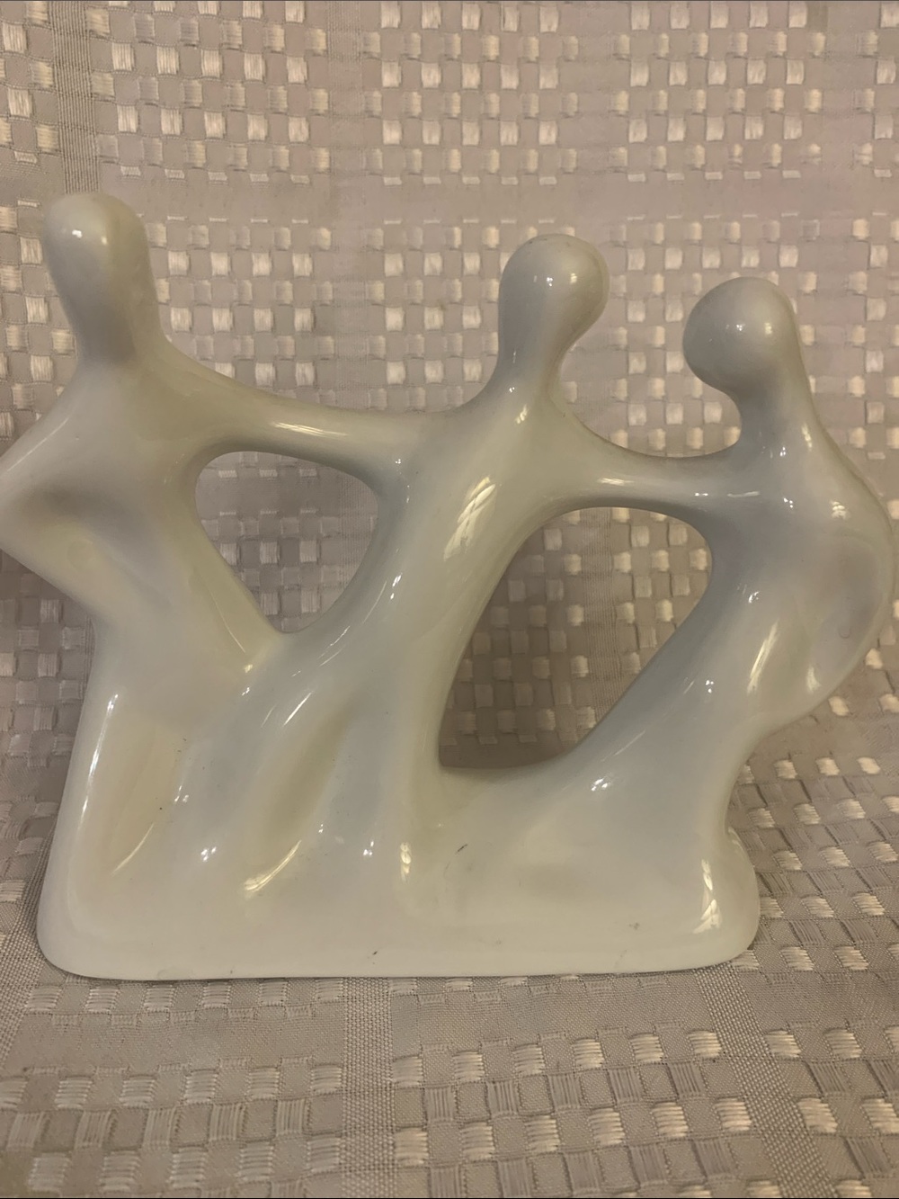 Aaman Israel vintage white porcelain figurine of 3 friends. 5” by 6.5”.
